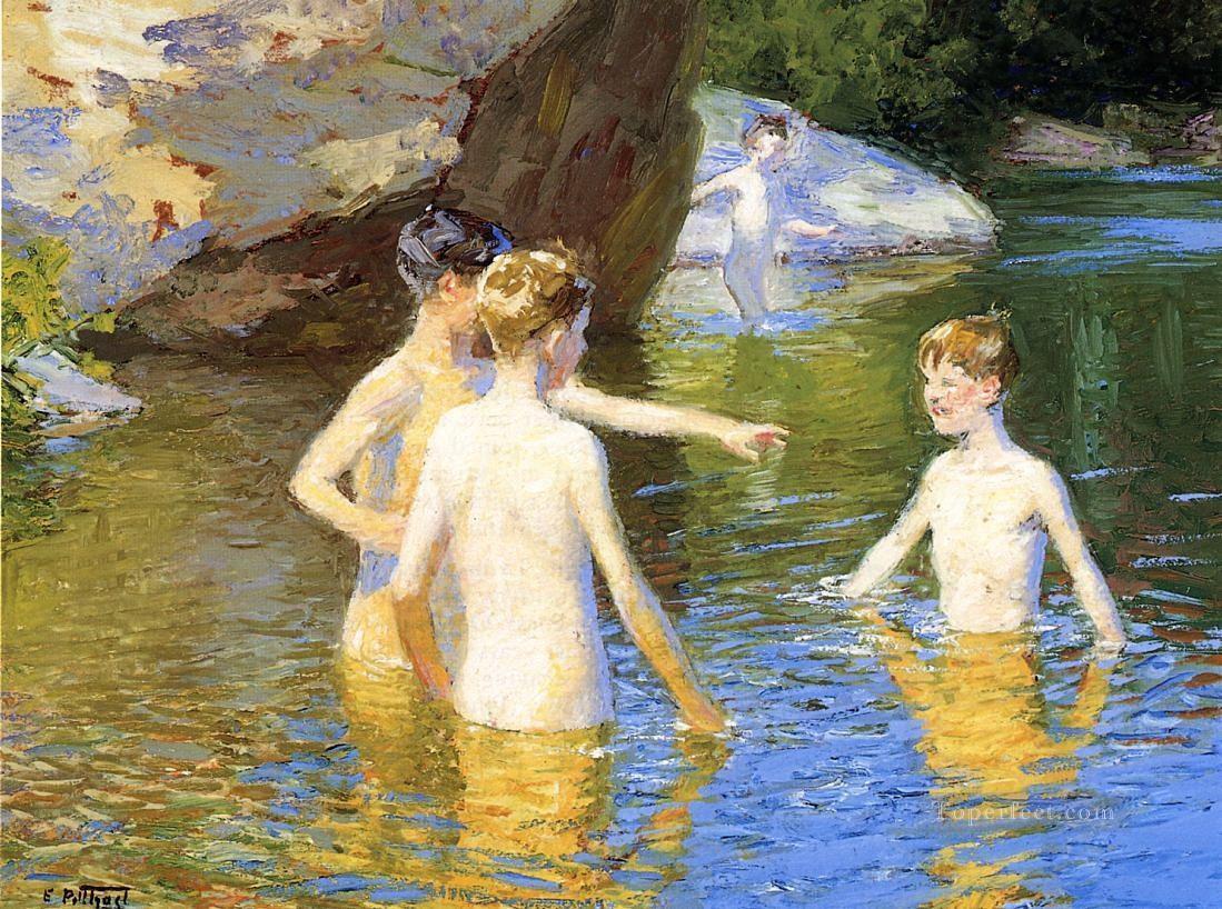 In the Summertime Edward Henry Potthast beach Child impressionism Oil Paintings